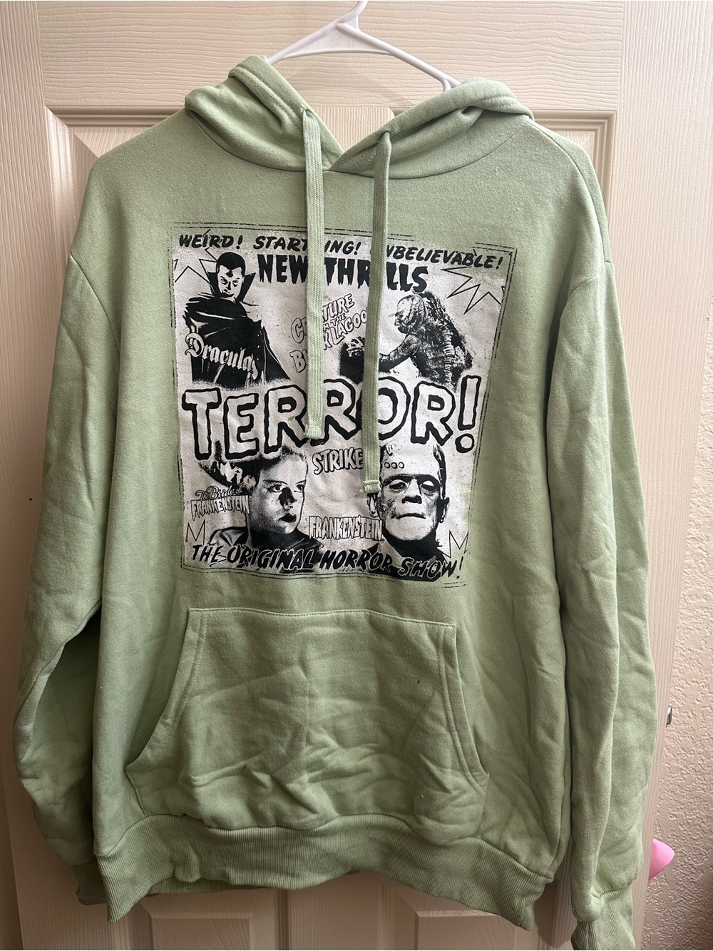 Universal Sage Green "TERROR" Graphic Pullover Hoodie